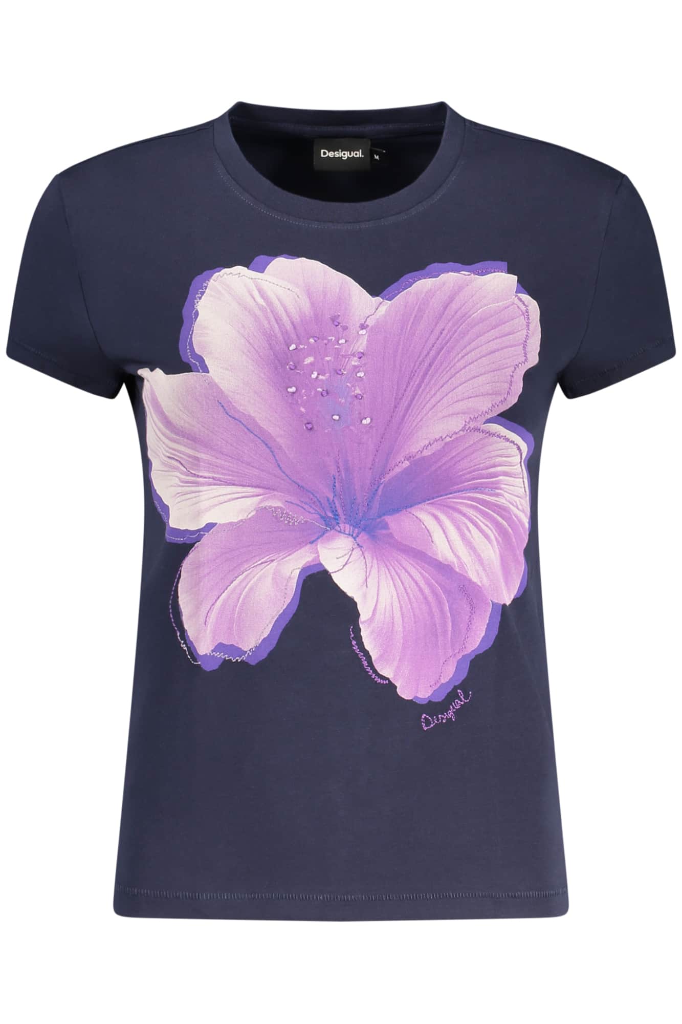 Desigual mujer manga corta t-camisa azul