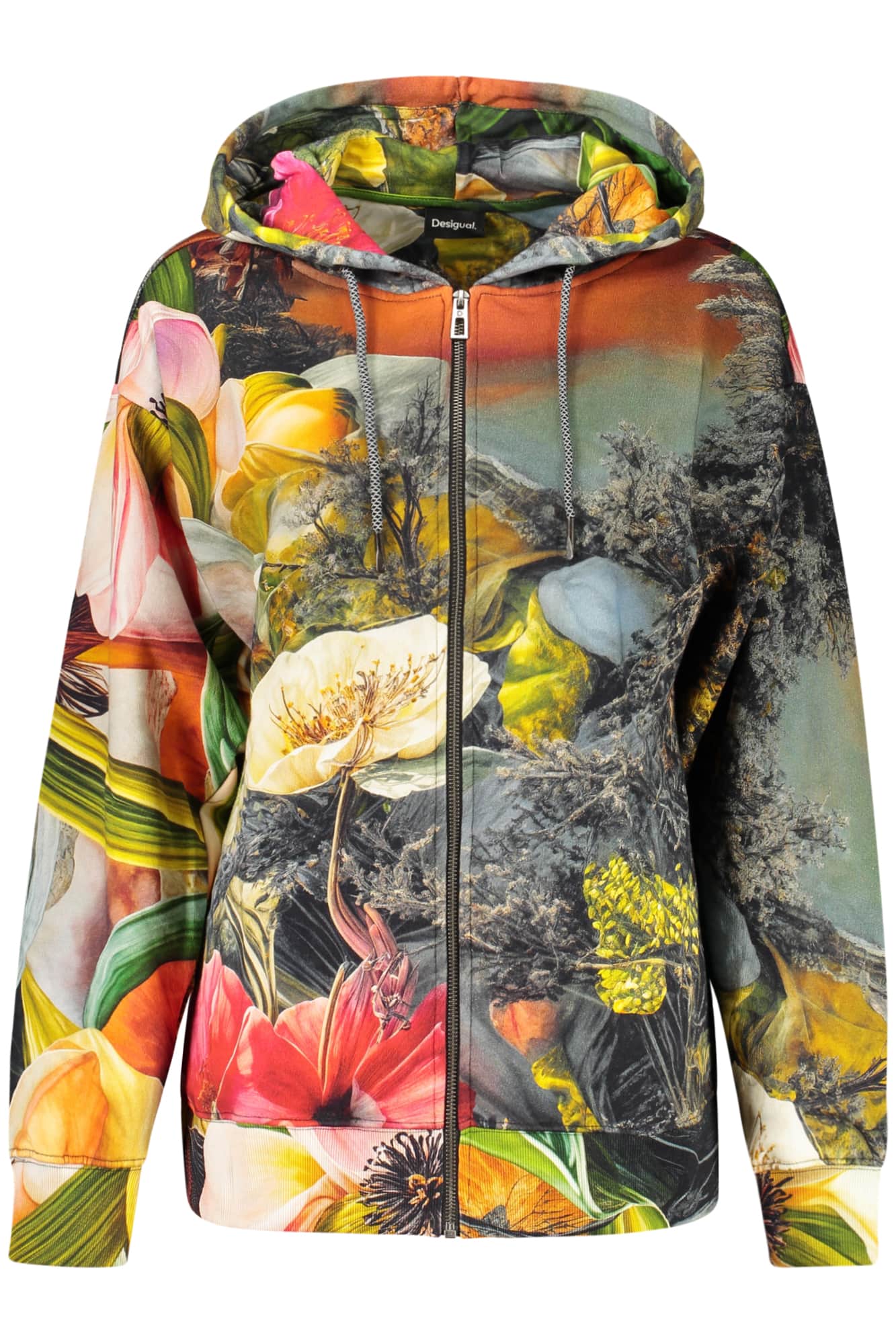 Desigual mujer con cremallera sudadera, gris