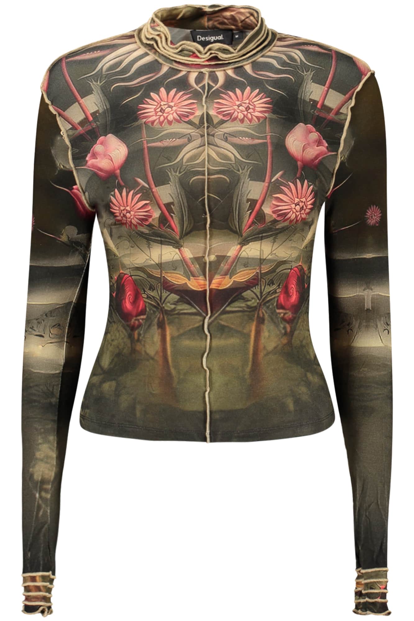Desigual mujer manga larga t-camisa negro