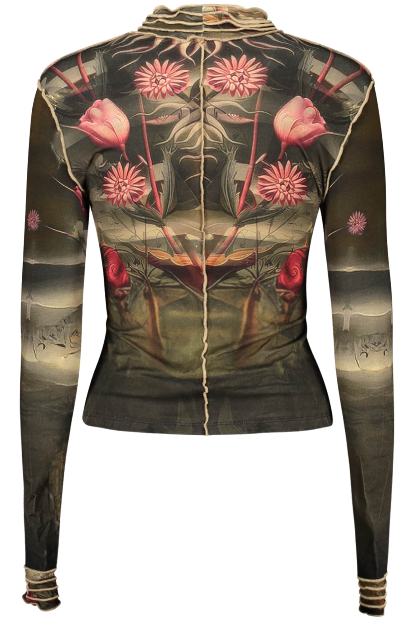 Desigual mujer manga larga t-camisa negro