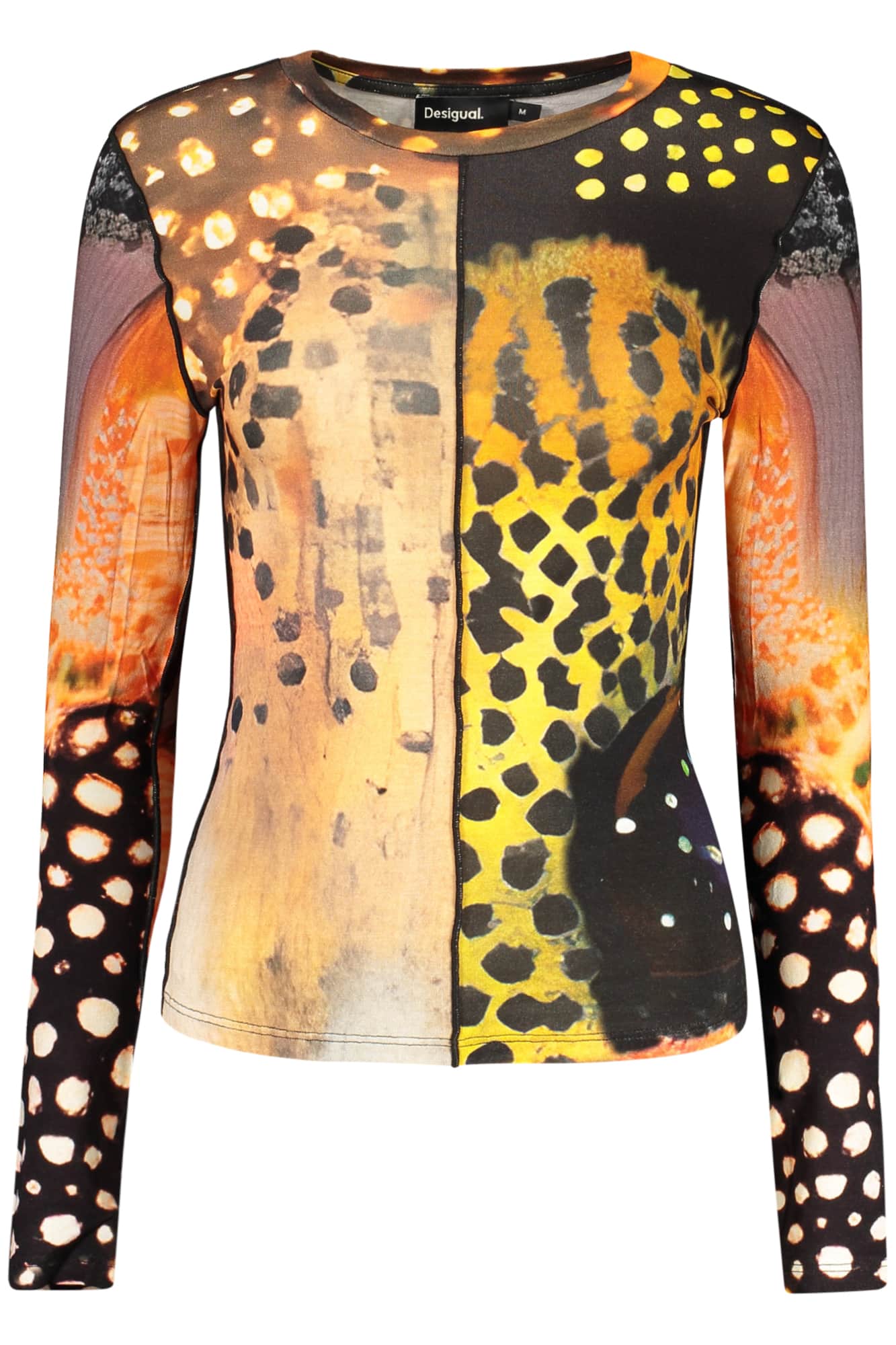 Desigual mujer manga larga t-camisa naranja