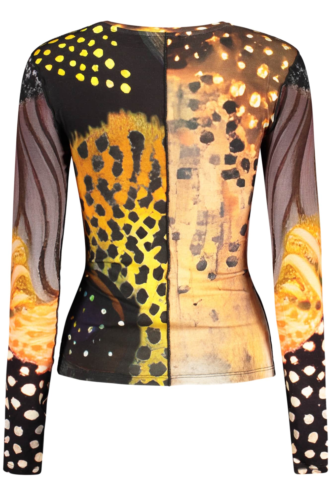 Desigual mujer manga larga t-camisa naranja