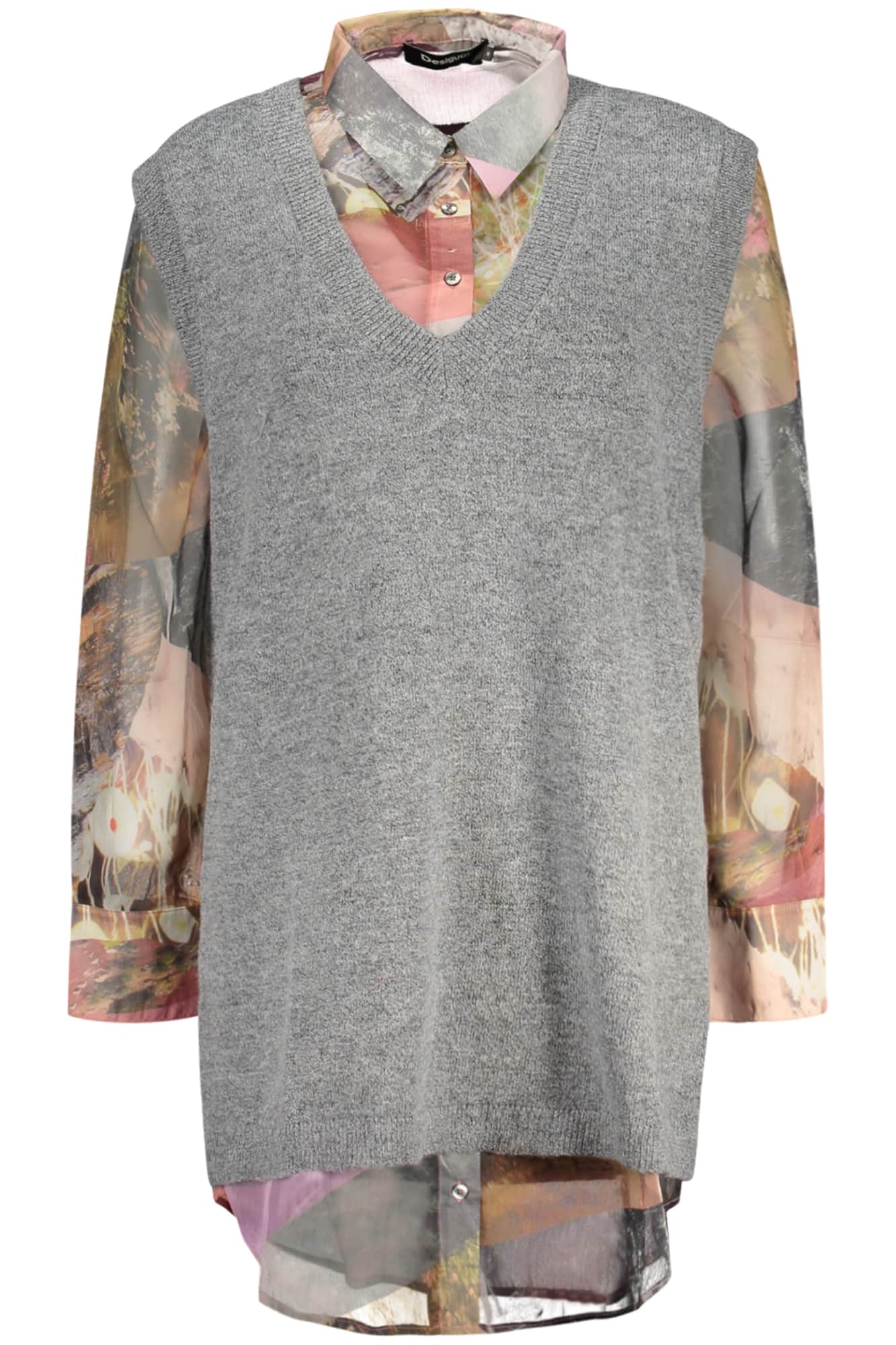 Desigual mujer manga larga camisa, gris