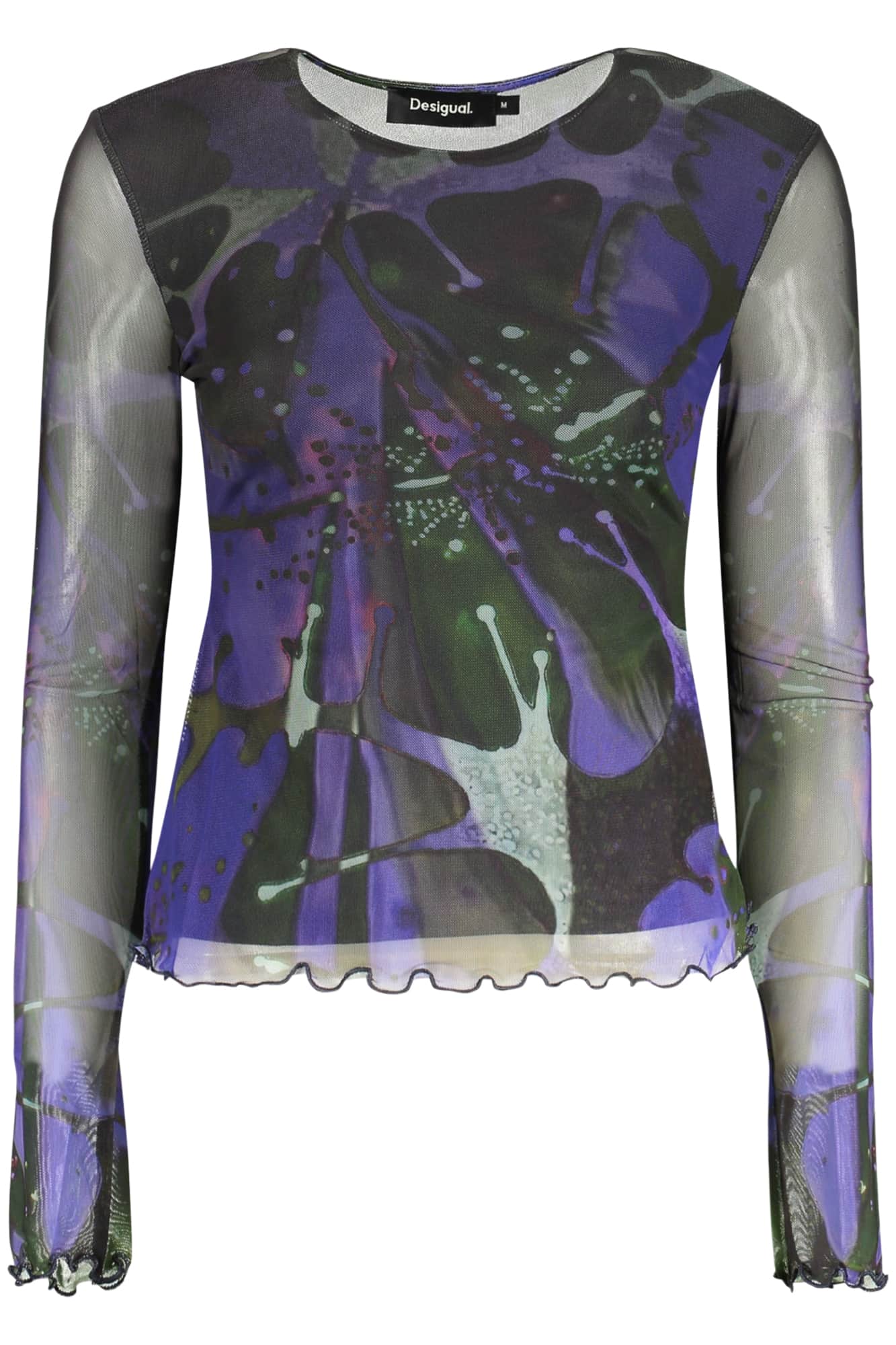 Desigual mujer manga larga t-camisa, azul