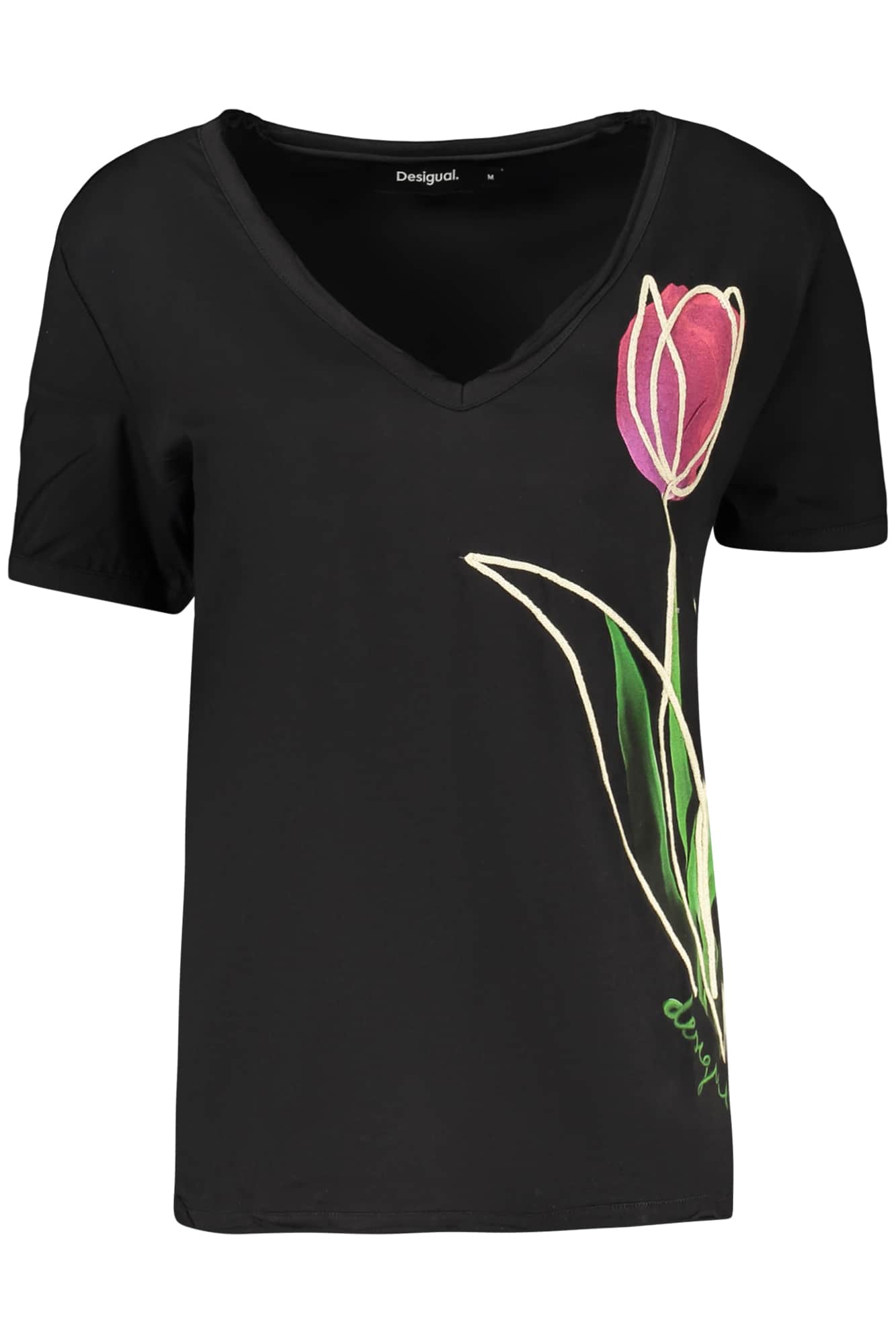 Desigual mujer manga corta t-camisa negro