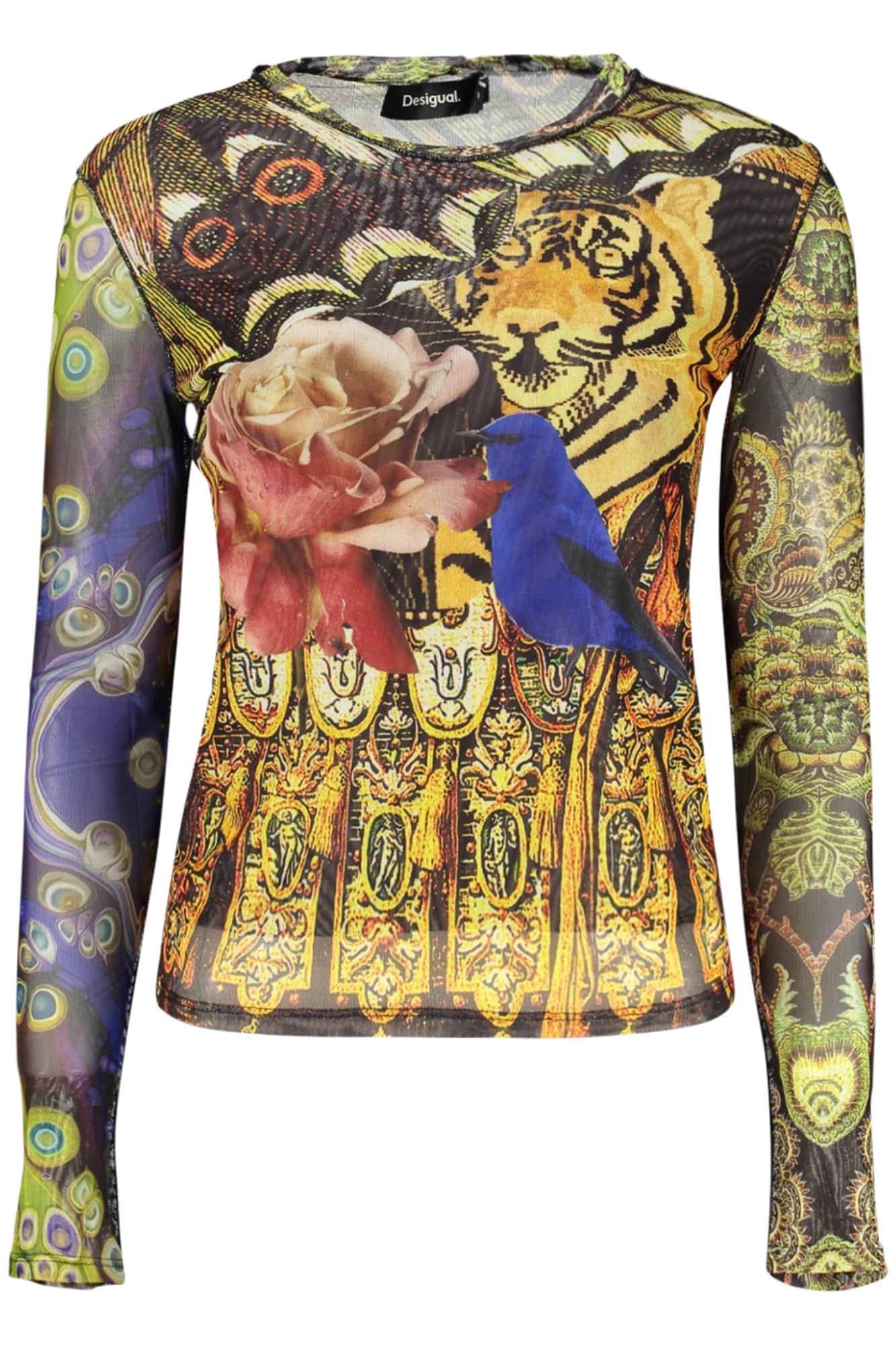 Desigual mujer manga larga t-camisa amarillo