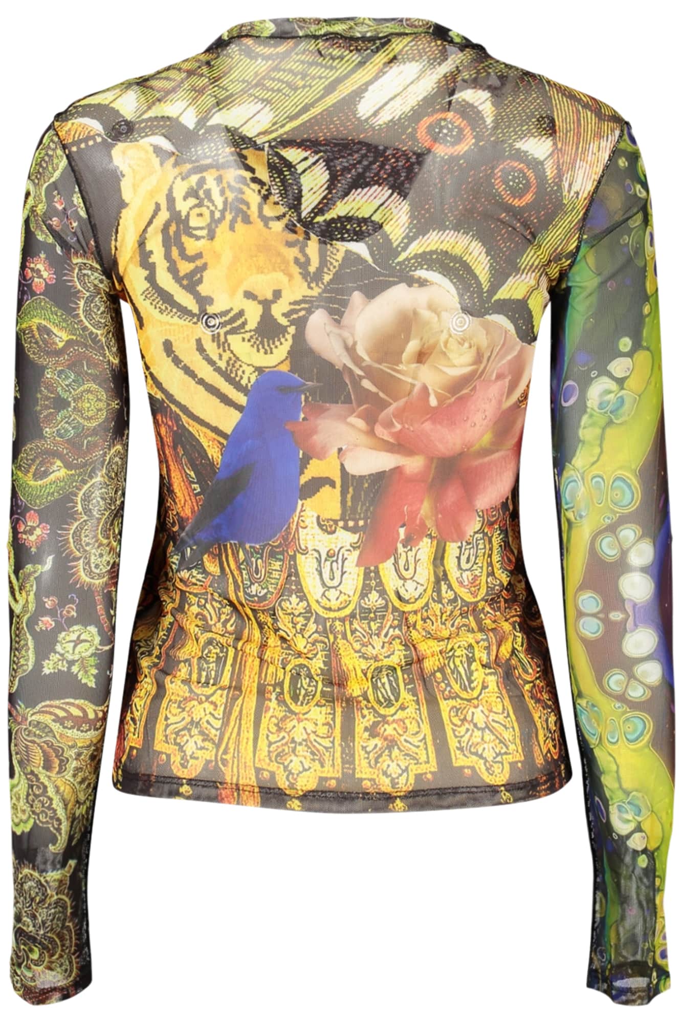 Desigual mujer manga larga t-camisa amarillo