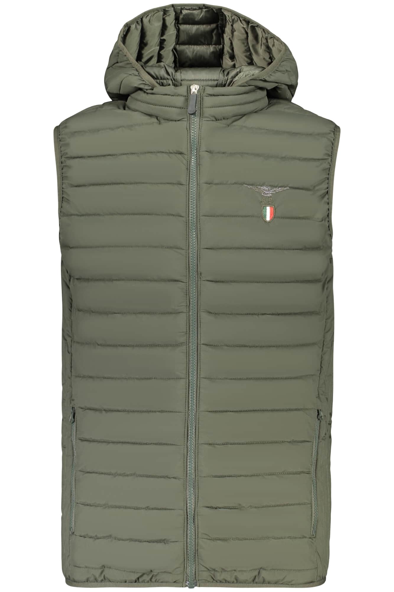 Military academy hombre marrón sin mangas chaqueta