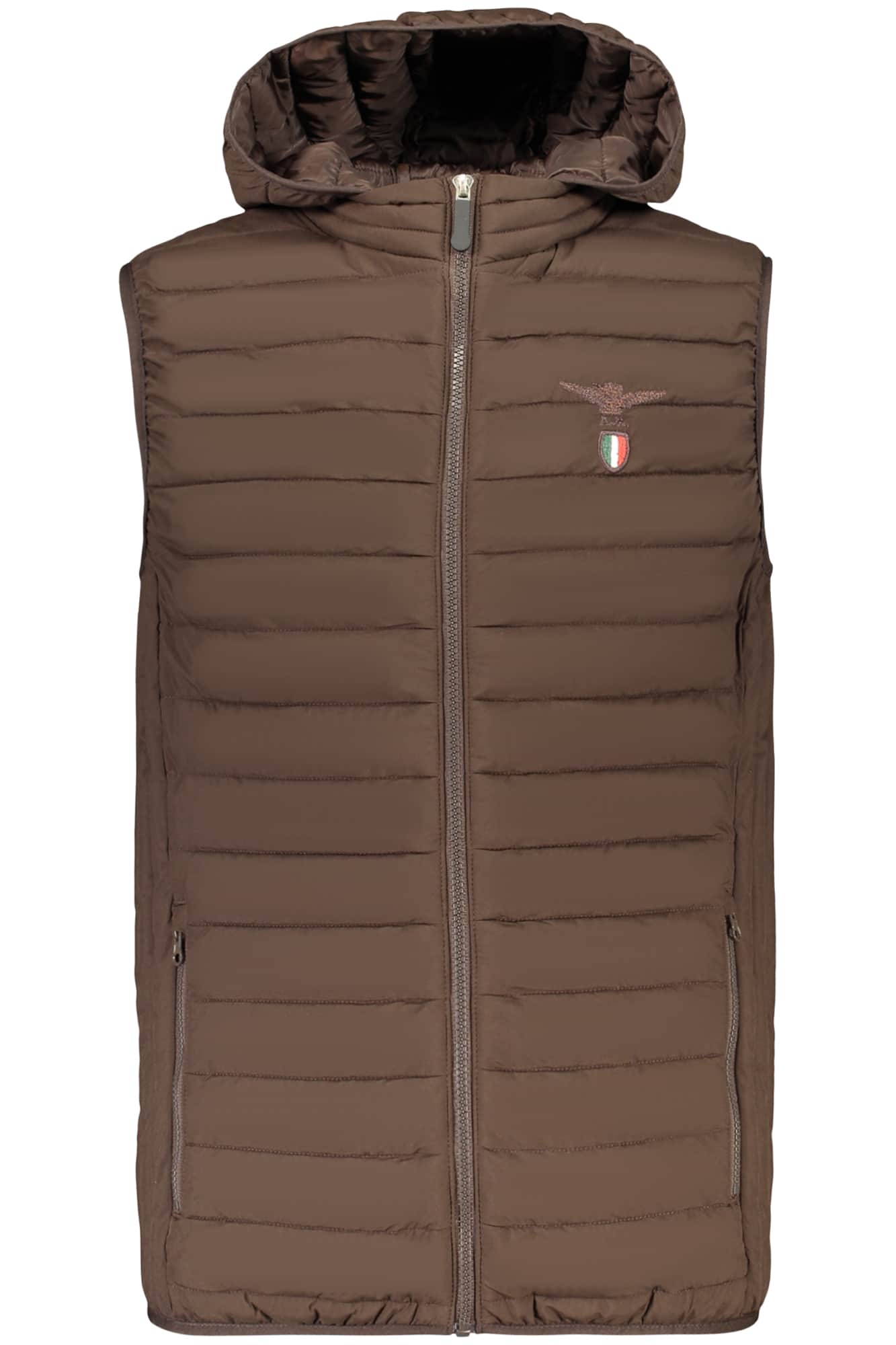 Military academy hombre marrón sin mangas chaqueta