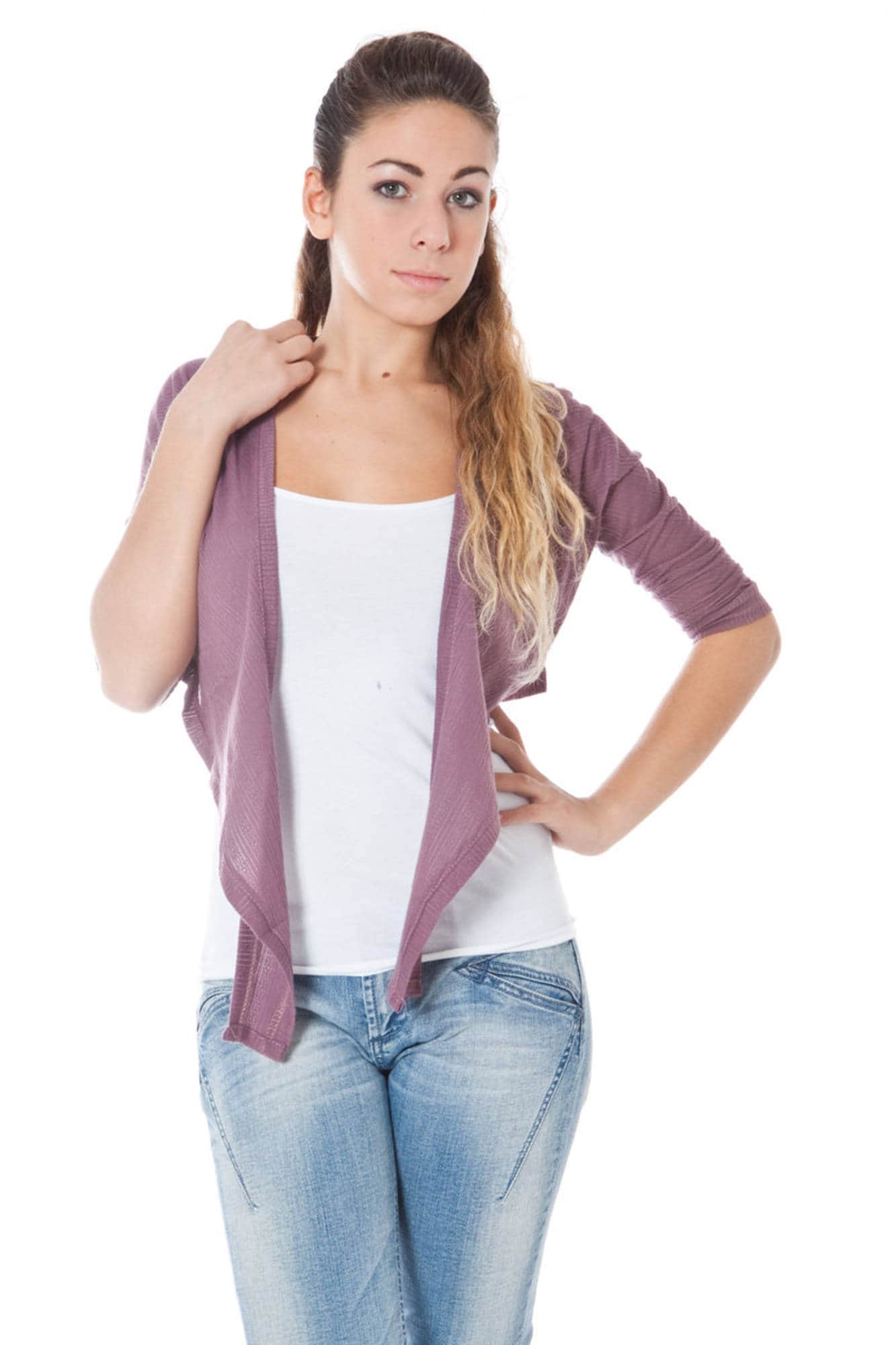 Phard bolero manga larga rosa mujer