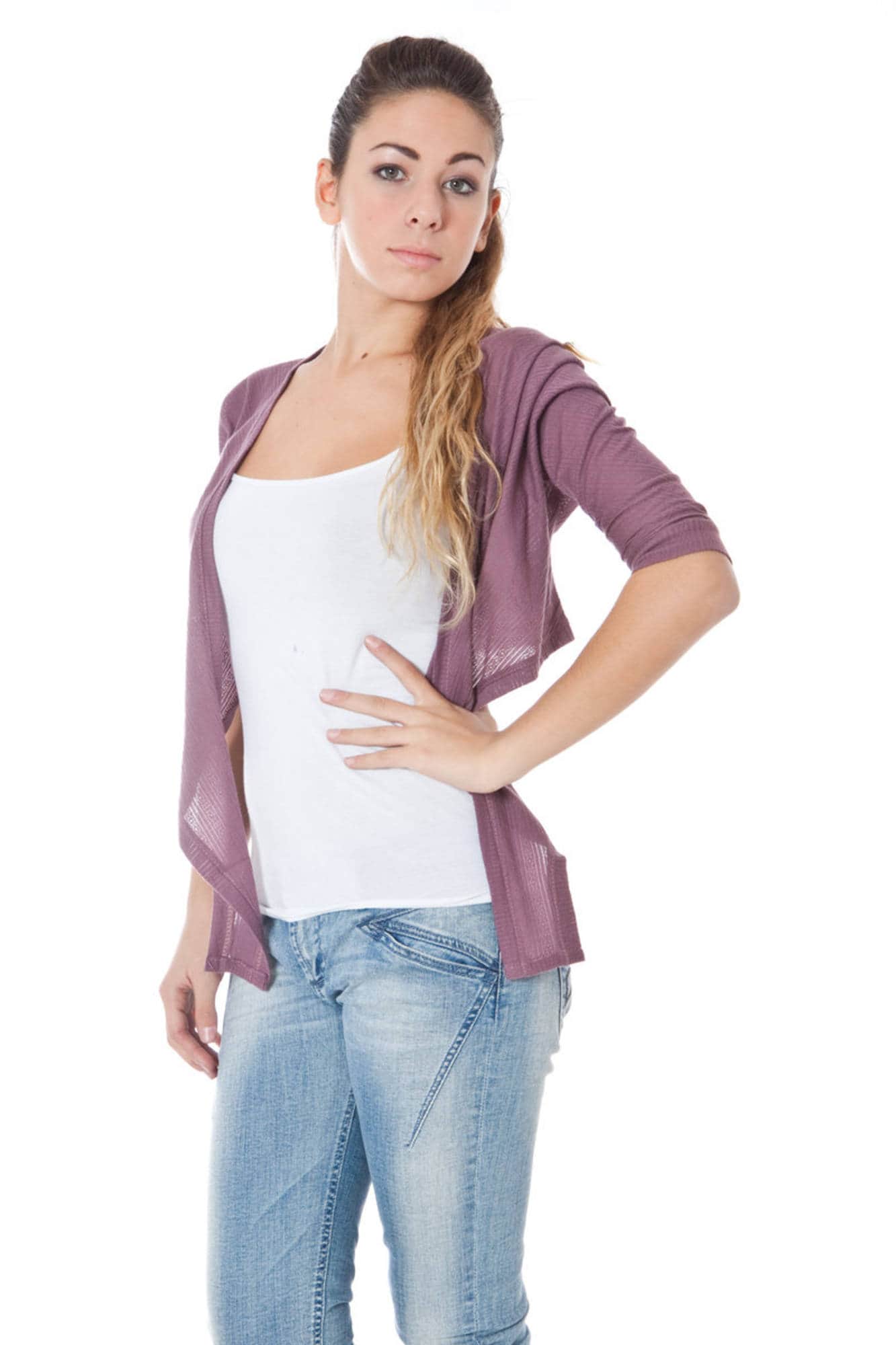 Phard bolero manga larga rosa mujer