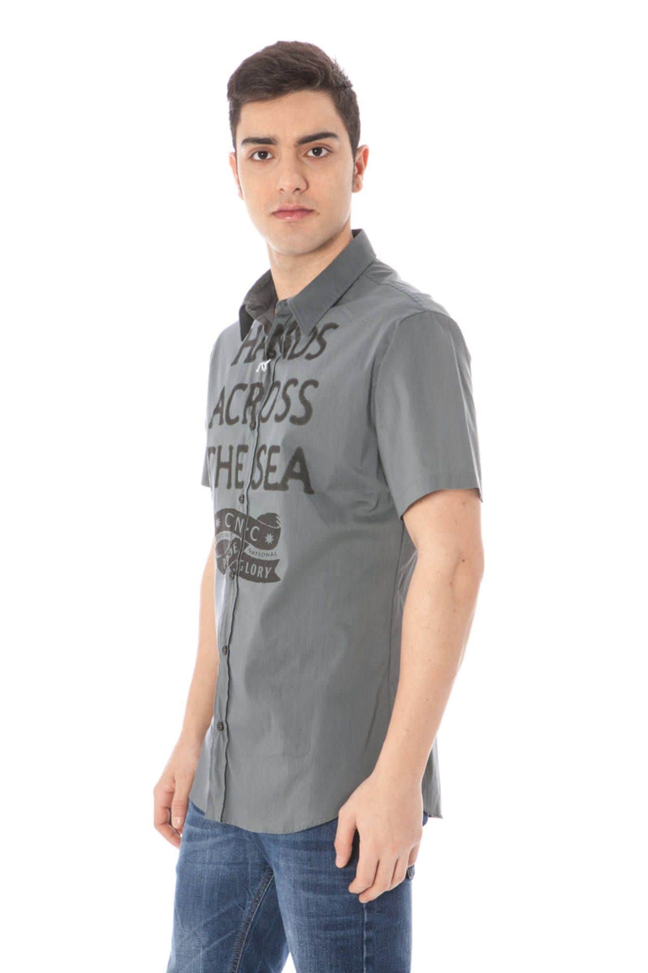 Ropa de baño National manga corta camisa para hombre gris