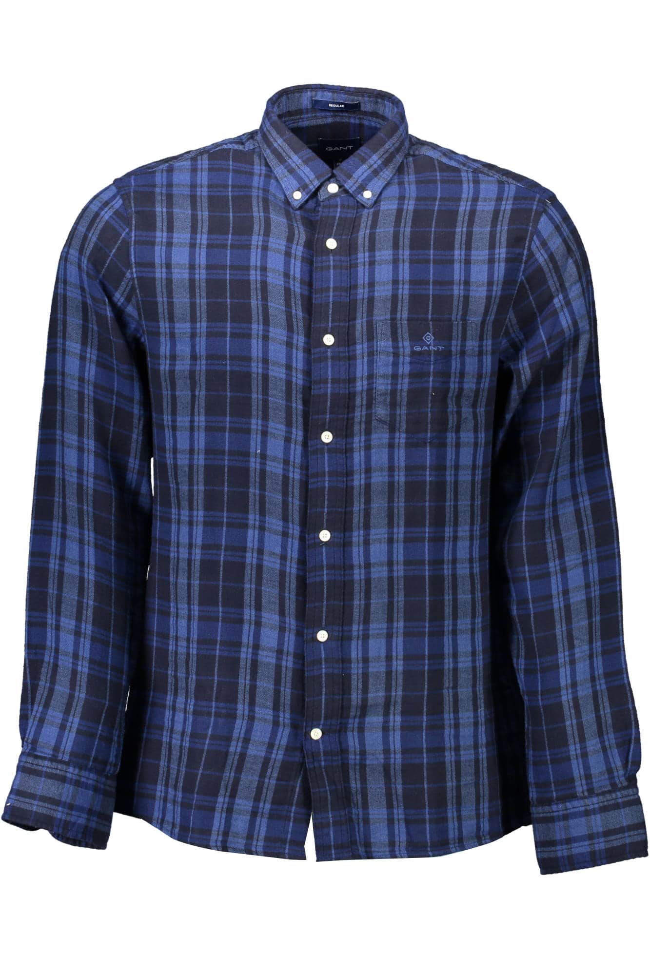 Gant hombre azul manga larga camisa