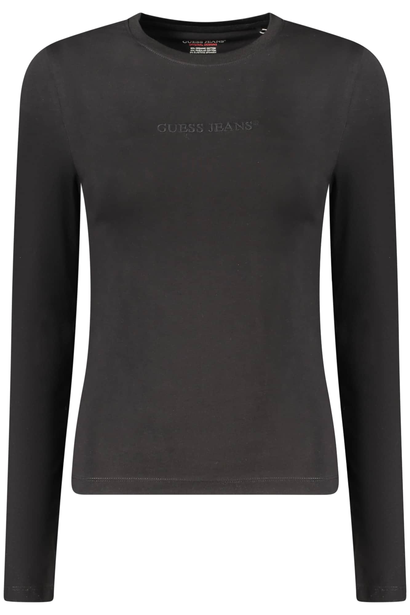 Guess vaqueros manga larga t-camisa mujer negro