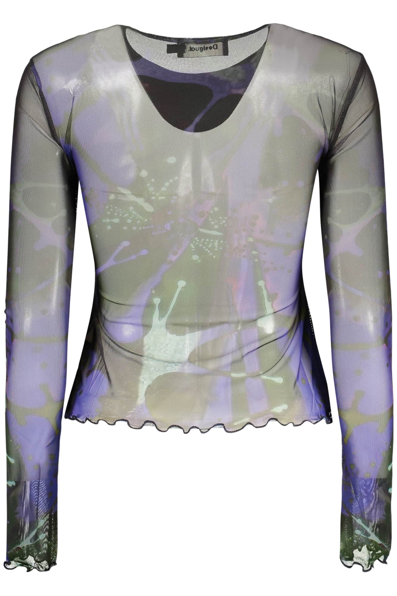 Desigual mujer manga larga t-camisa, azul